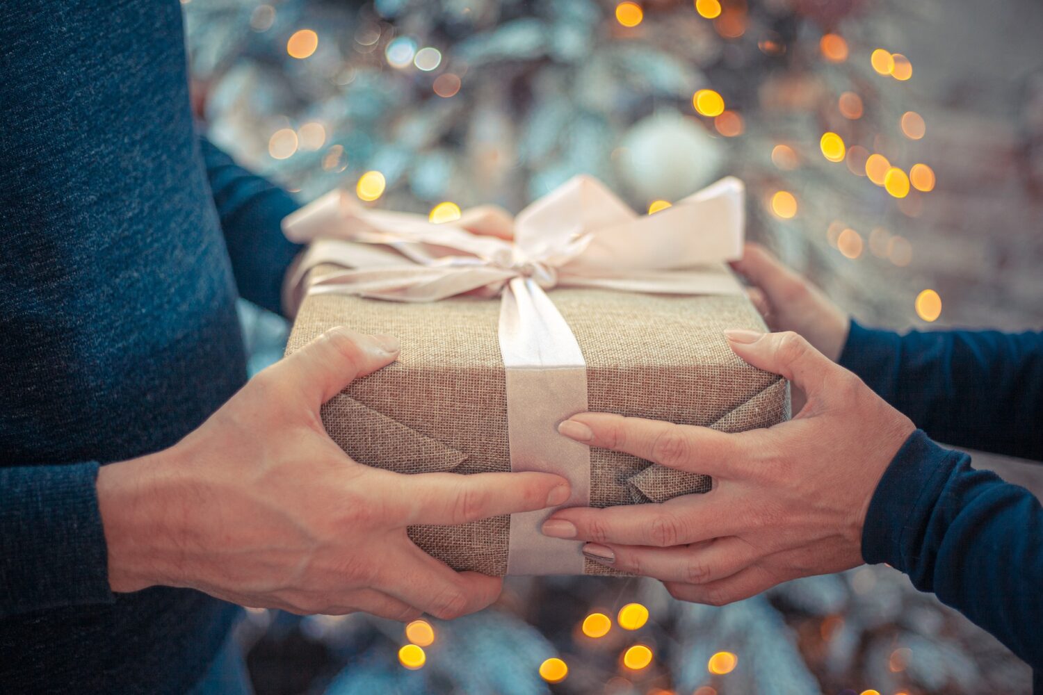 une personne donnant un cadeau a une autre